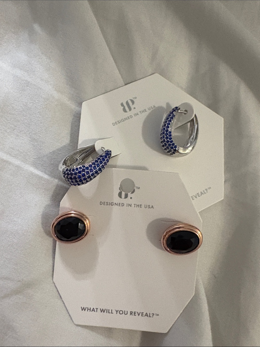 Sapphire Blue Pavé Hoop Earrings - Women Jewelry